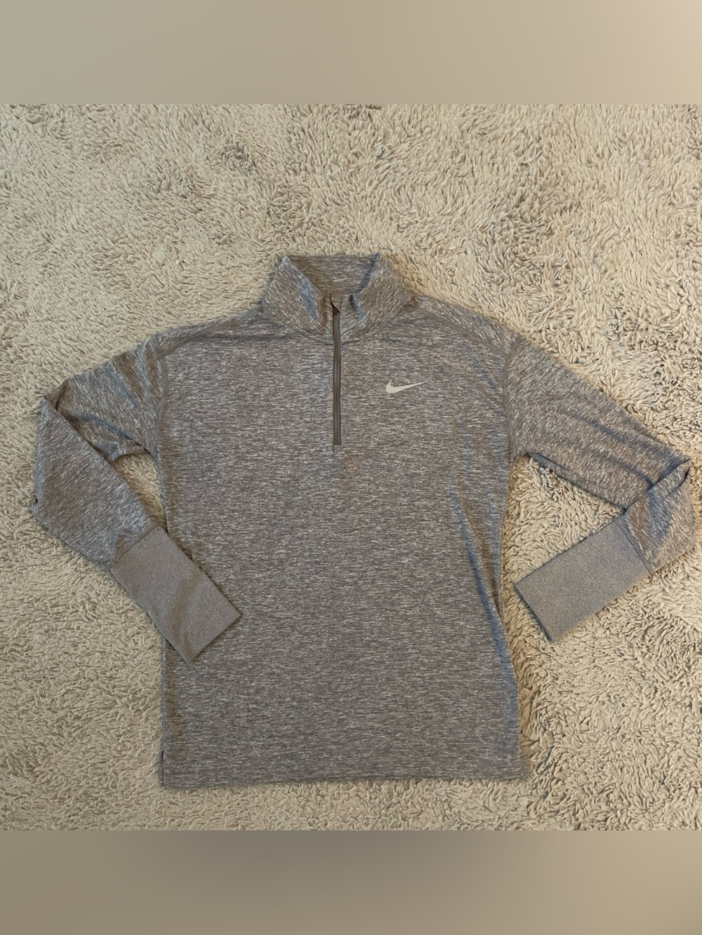 NIKE 1/4 ZIP RUNNING DRIFIT PULLOVER SHIRT WOMEN LONG SLEEVE GREY CU0349-056 XS